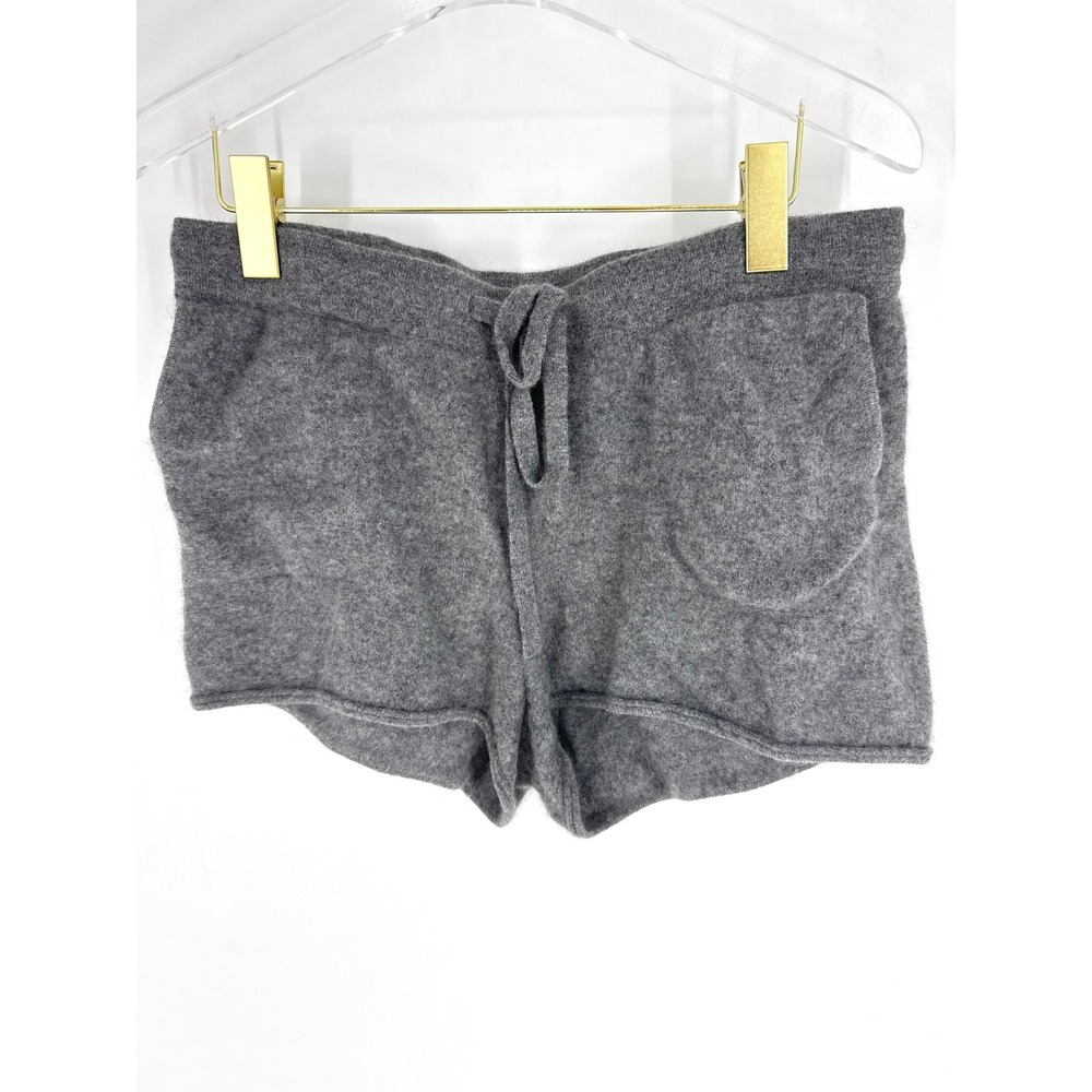 White + Warren Gray 100% Cashmere Knit Lounge Shorts Womens Medium Drawstring